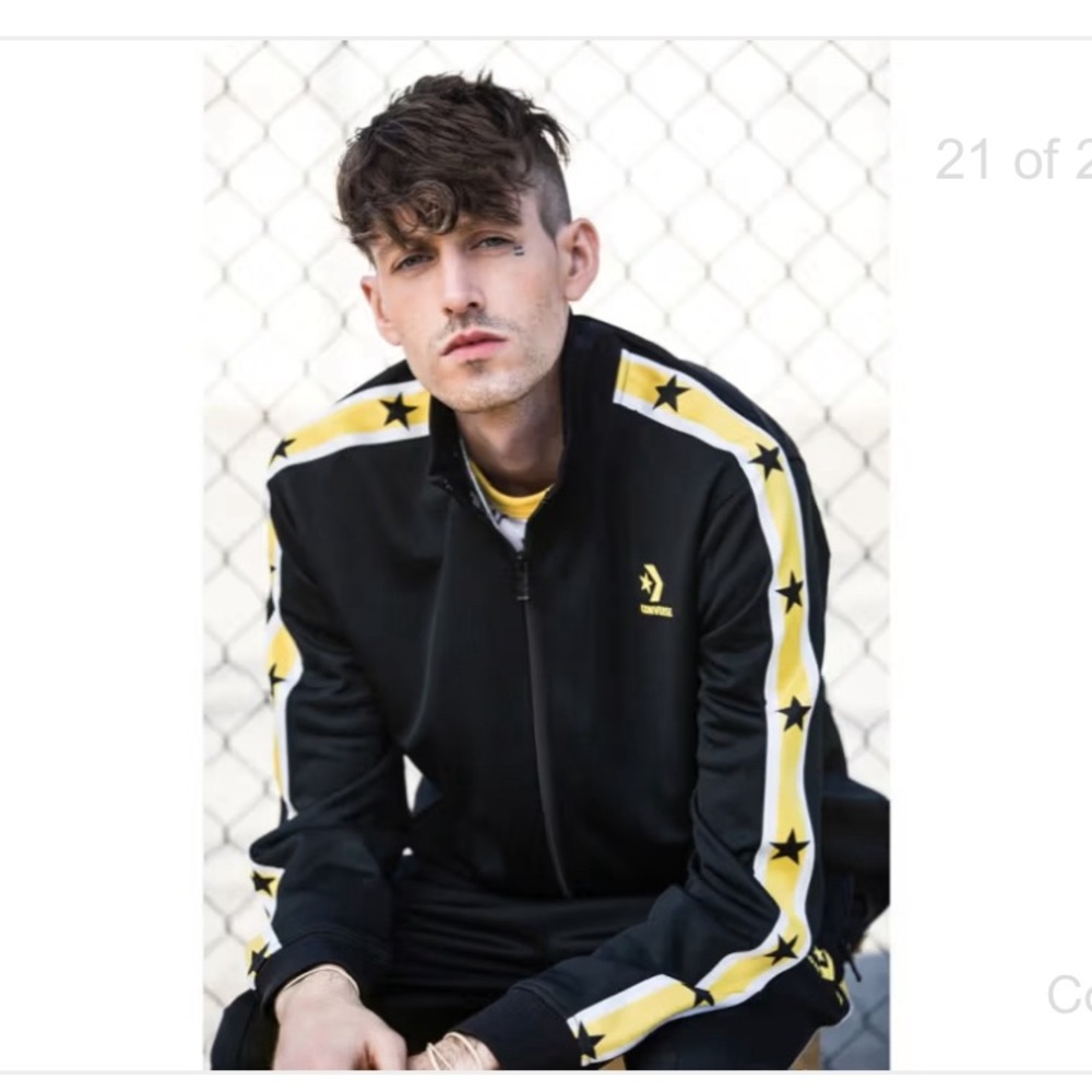 Converse X Gallery RSVP rare track jacket Mens Medium Black yellow star chevron